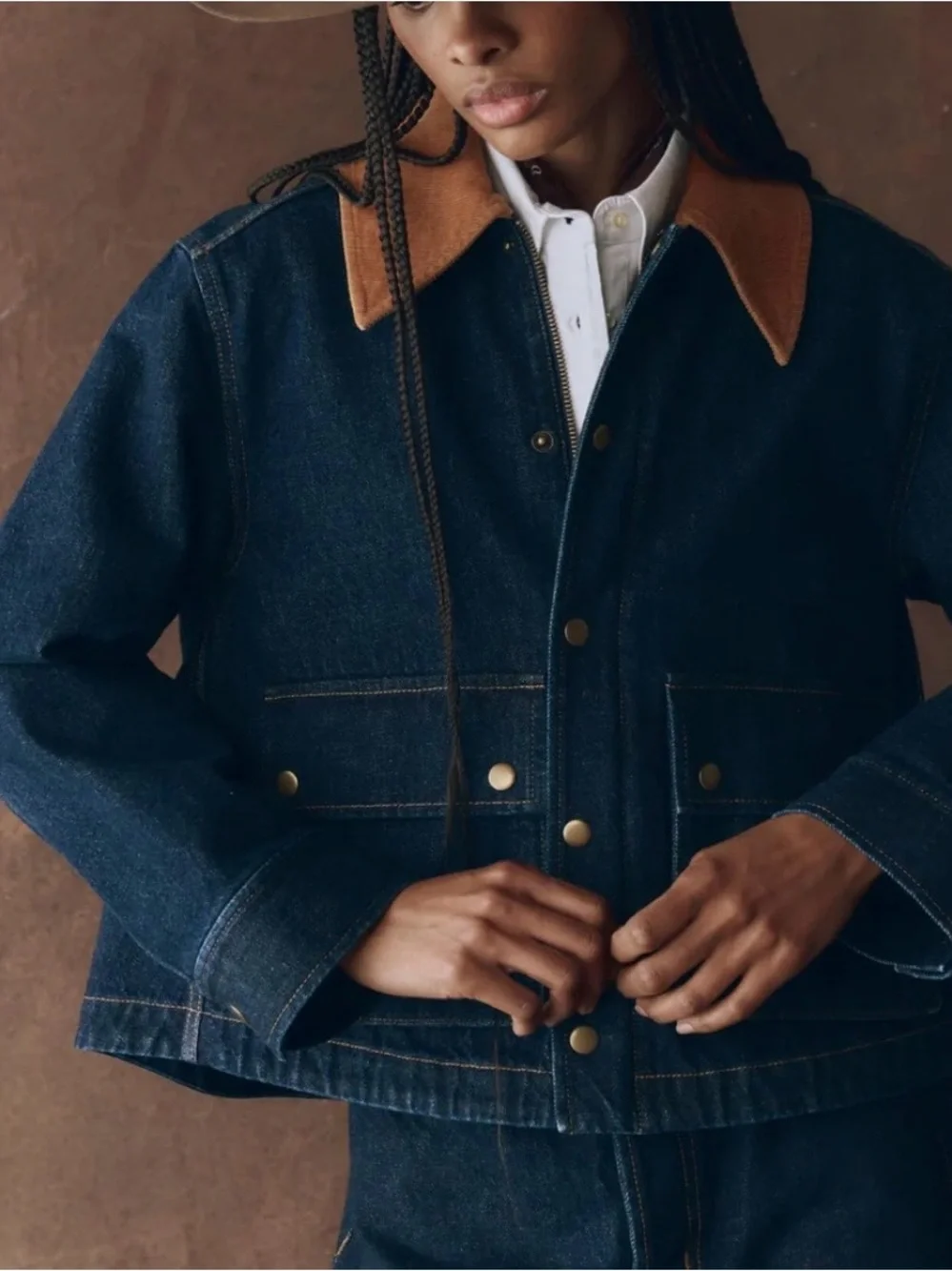 The GREAT. THE DENIM SWINGY JACKET Size 2/Medium NWT - Picture 2 of 9